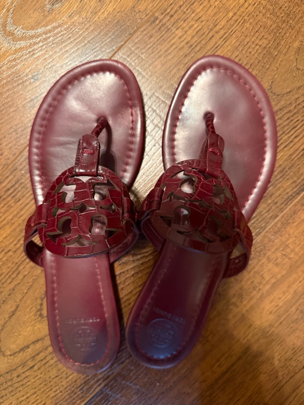 Women's Burgundy Red Tory Burch Miller Sandals